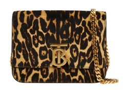 TB Monogram Chain Bag, Pony Hair, Brown, W1302, DB, 3*